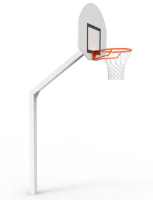 But de basketball acier galvanisé peint à sceller sur platine panneau PES demi-lune