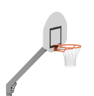 But de basketball en aluminium déport de 0.60 m panneau PES demi-lune