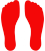 Marquage au sol pied droit et pied gauche Couleur : Rouge